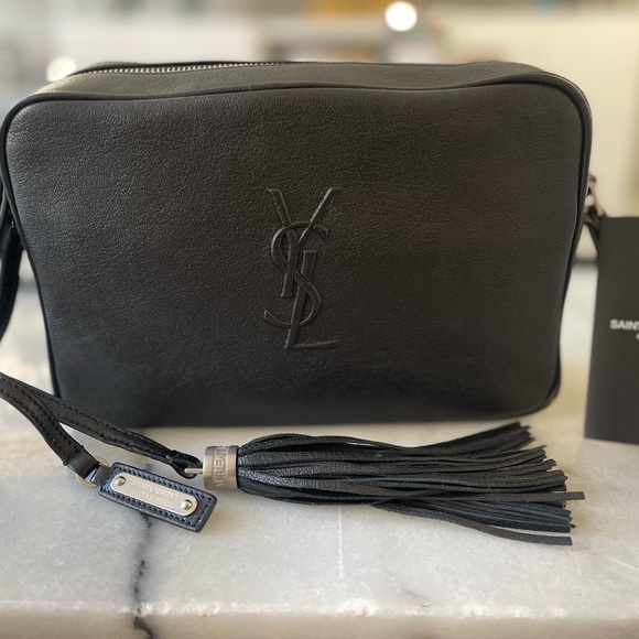 Authentic ( YSL) Saint Laurent Lou Camera Bag, Leather Small Black Crossbody - Picture 12 of 16